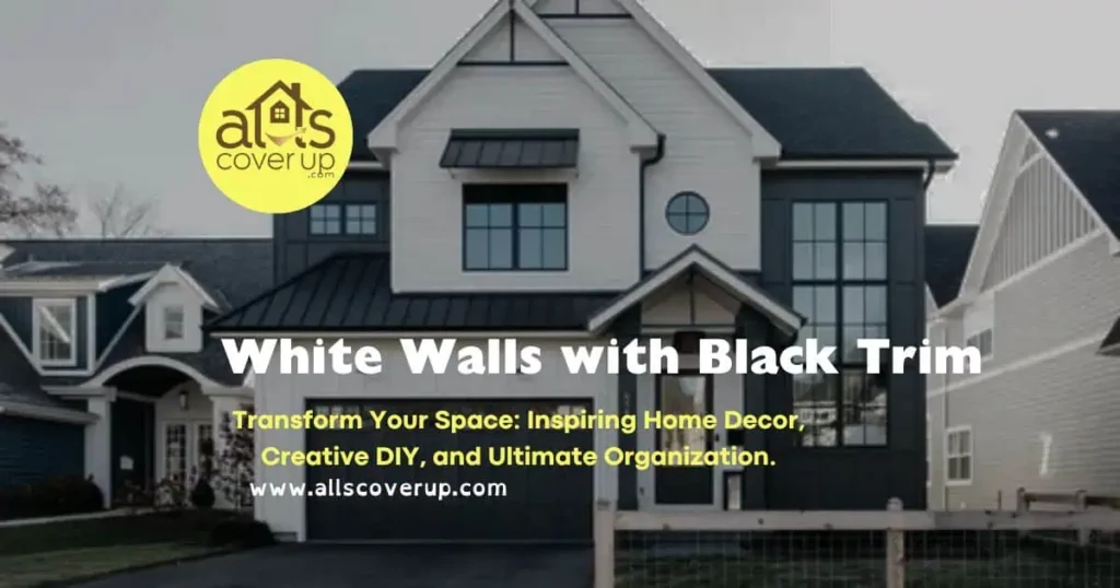 A stylish space with white walls and striking black trim, providing tips for black trim in your home.