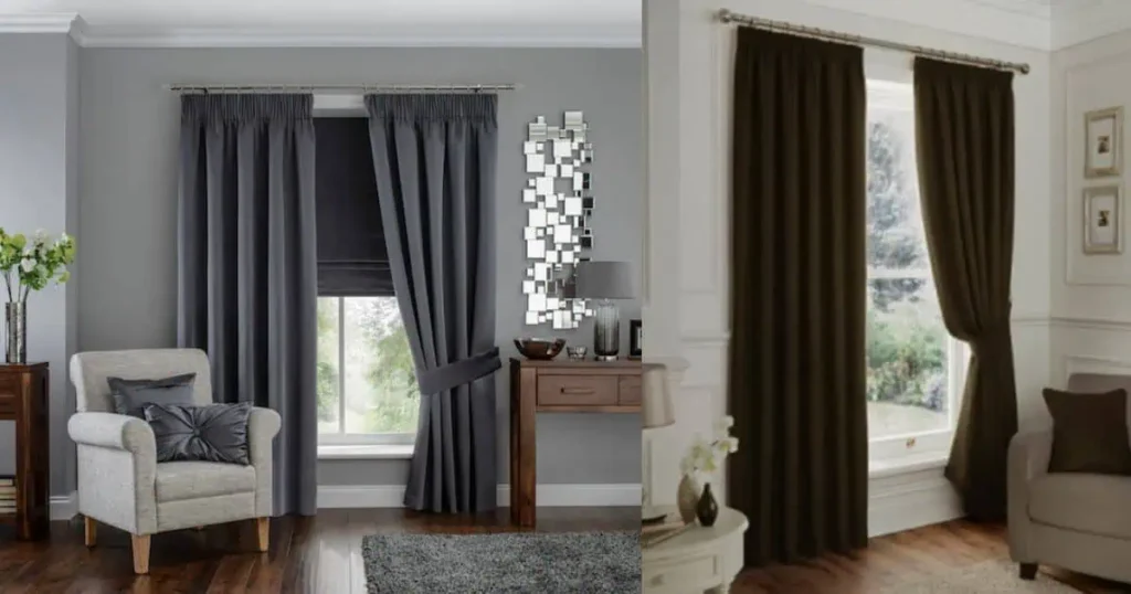 Two different types of curtains are shown in image.